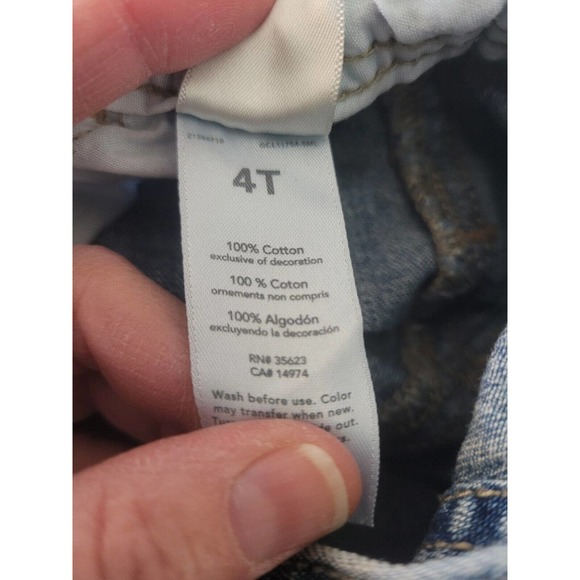 OshKosh B’Gosh Demim Bib Overalls Kids Size 4T Light Wash Embroidered Logo Patch - Picture 9 of 9